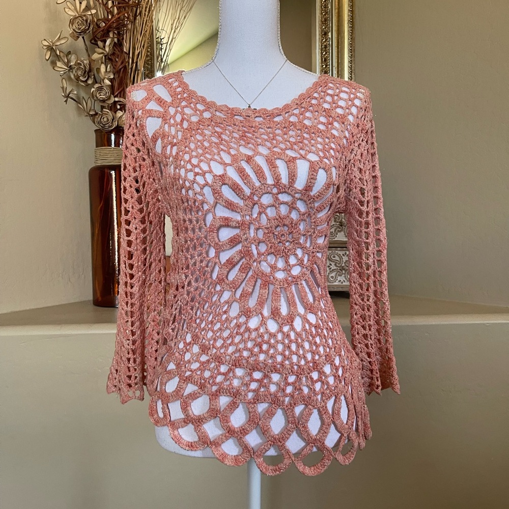 Pink coral crochet fairy top